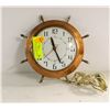 Image 1 : 1950S INGRAHAM SHIPS WHEEL WALL CLOCK -  WORKS