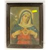 Image 1 : ANTIQUE PICTURE OF VIRGIN MARY CRACK GLASS