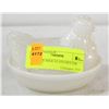 Image 1 : ANTIQUE MILK GLASS HEN JAR