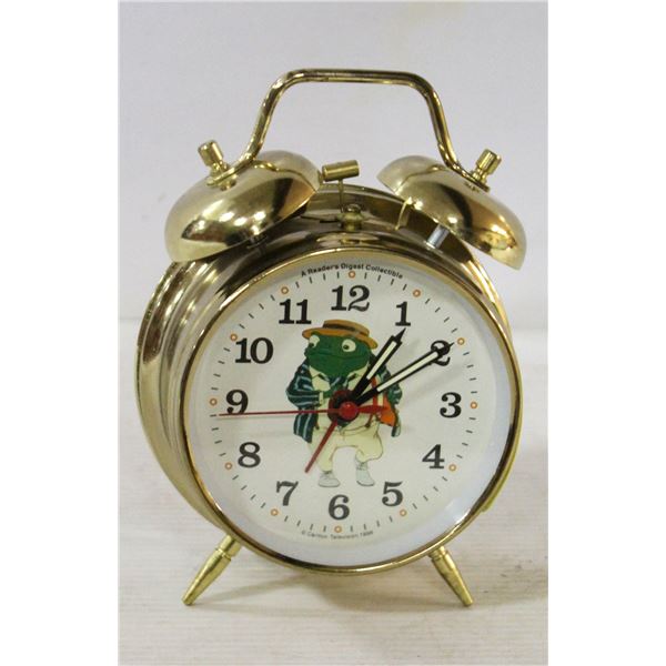 BRASS WIND UP ALARM CLOCK FROG