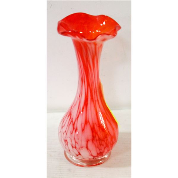 VINTAGE RED ART GLASS VASE