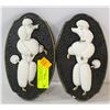 Image 1 : PAIR OF DANCING POODLE CHALKWARE PLAQUES