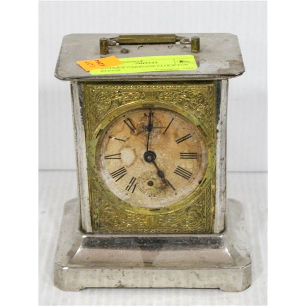 ANTIQUE CARRIAGE CLOCK FOR REPAIR