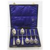 Image 1 : ANTIQUE NICKEL SILVER SPOON SET IN CASE