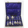 ANTIQUE NICKEL SILVER SPOON SET IN CASE