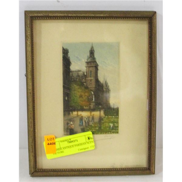 SIGNED ANTIQUE PARISIAN SCENE PICTURE