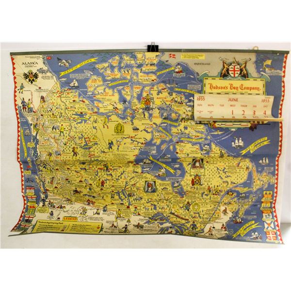 1955 HUDSONS BAY CO MAP CALENDAR 1955 HUDSONS BAY CO MAP CALENDAR