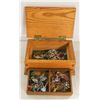 Image 1 : WOODEN JEWELRY BOX W CONTENTS