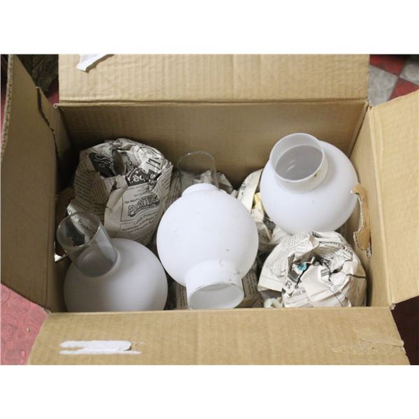 BOX OF VINTAGE OIL LAMP SHADES