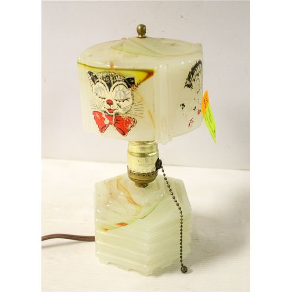 1930S GLASS CHILD'S LAMP *SOME REPAIRS