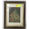 Image 1 : ANTIQUE HAND PAINTED INDIAN LEAF PICTURE