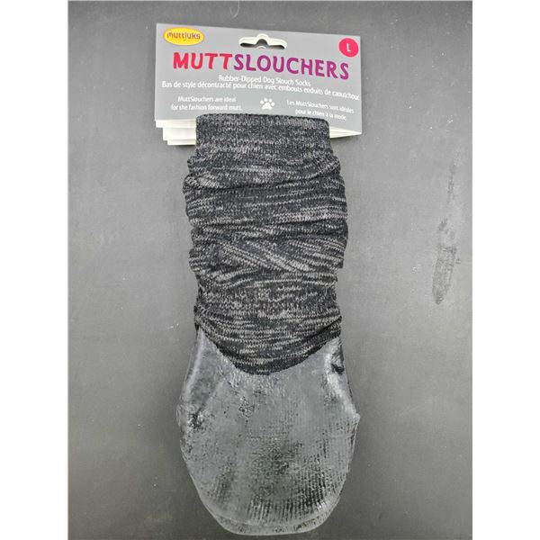 Mutt Slouchers Rubber-Dipped Dog Slouch Socks (L)
