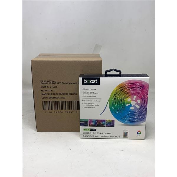 NEW Boost 16 Color LED Strip Lights w/ Remote Case of 3 boxes