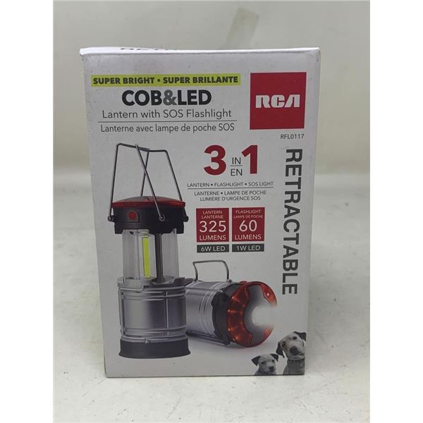NEW RCA COB&LED Lantern with SOS Flashlight 3in1 retractable