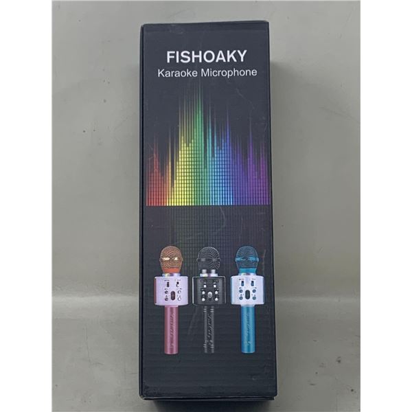 NEW Fishoaky Karaoke Bluetooth Portable Mic Player Speaker w/LED & Music Singing voice recording PIN