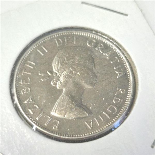 Silver Canadian 50Cent 1964 Coin (~Size )(Ring is resizable for $40) (~length inches), Suggested Ret