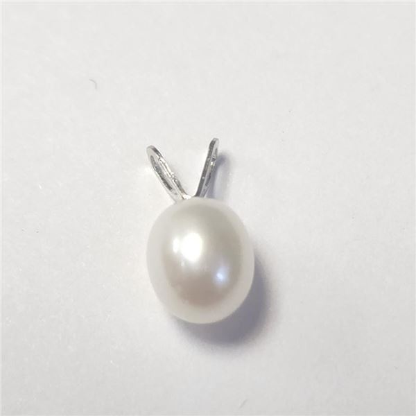 14K White Gold Fresh Water Pearl Pendant (~Size )(Ring is resizable for $40) (~length inches), Sugge