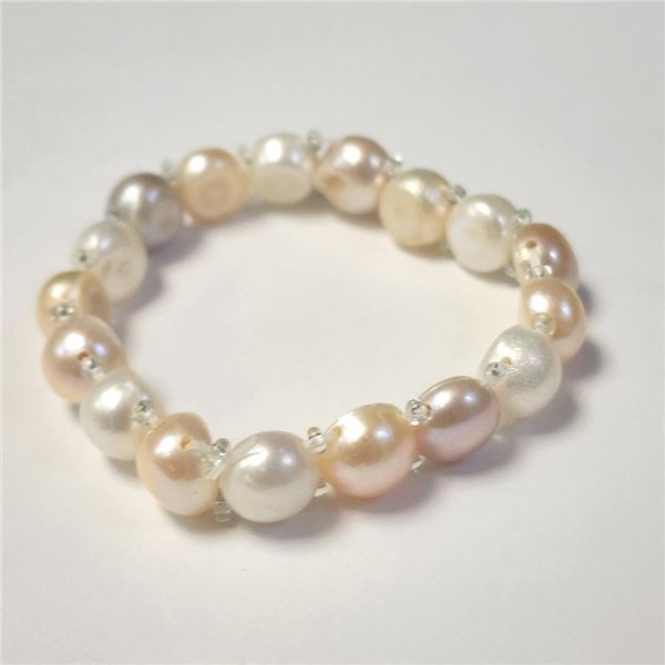 Fresh Water Pearl Flexible Necklace (~Size )(Ring is resizable for $40) (~length inches), Suggested 