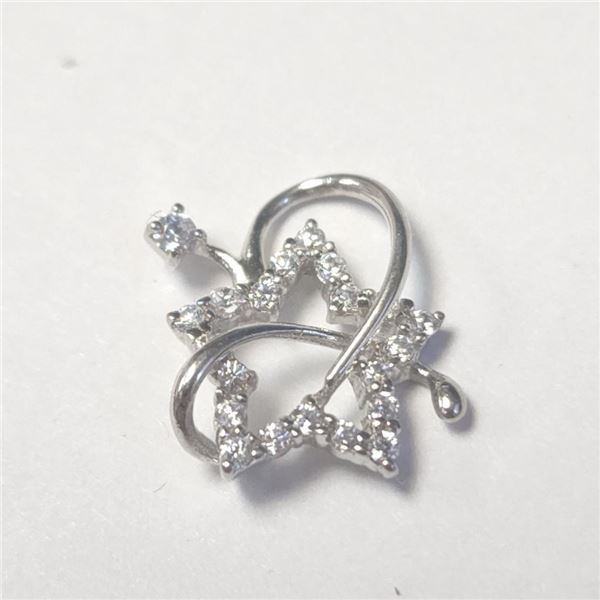 14K White Gold Cz 1.1G Pendant (~Size )(Ring is resizable for $40) (~length inches), Suggested Retai