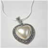 Image 1 : Silver Marcasite And Mabe Pearl 16" Necklace (~Size )(Ring is resizable for $40) (~length inches), S