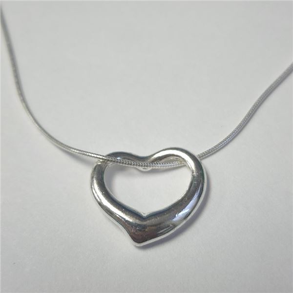 Silver Heart 16" Necklace (~Size )(Ring is resizable for $40) (~length inches), Suggested Retail Val