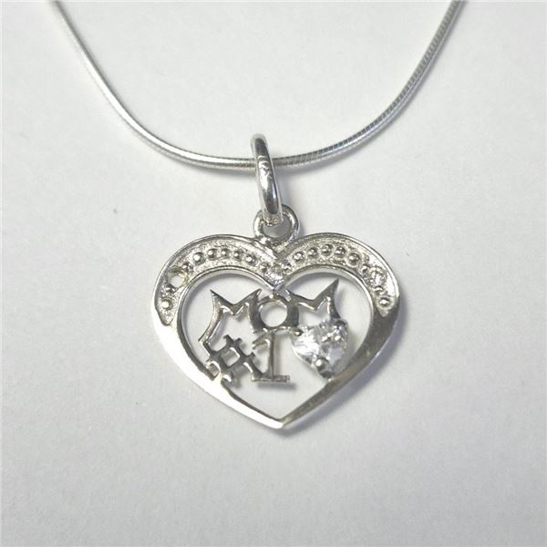 10K White Gold Cz Pendant With A Free Silver Chain Necklace (~Size )(Ring is resizable for $40) (~le