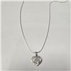 Image 2 : 10K White Gold Cz Pendant With A Free Silver Chain Necklace (~Size )(Ring is resizable for $40) (~le