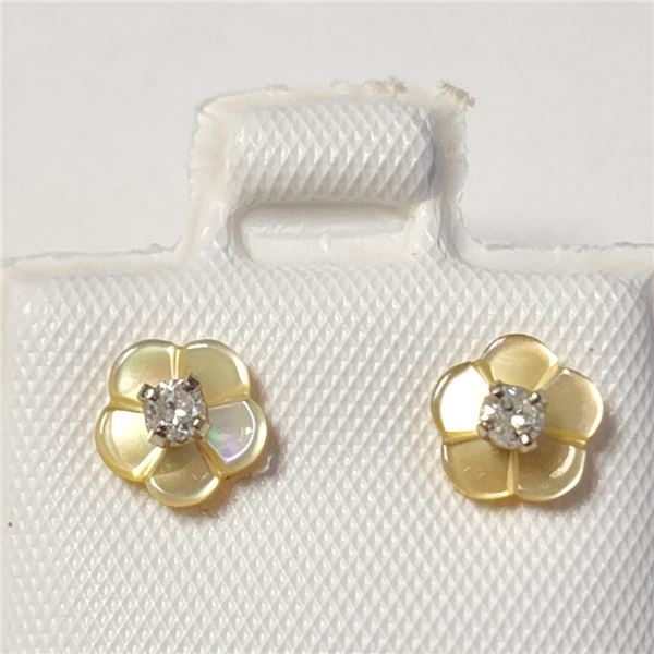 14K Yellow Gold Diamond(0.01ct) Earrings (~Size )(Ring is resizable for $40) (~length inches), Made 