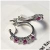 Image 2 : Silver Created Ruby Hoop Earrings (~Size )(Ring is resizable for $40) (~length inches), Suggested Re