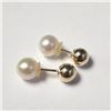 Image 1 : 10K Yellow Gold Fresh Water Pearl 2In1 Earrings (~Size )(Ring is resizable for $40) (~length inches)