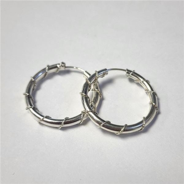 Silver Hoop Earrings (~Size )(Ring is resizable for $40) (~length inches), Suggested Retail Value $5
