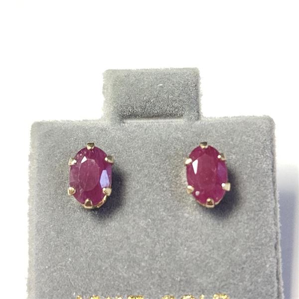 10K Yellow Gold Ruby(0.6ct) Earrings (~Size )(Ring is resizable for $40) (~length inches), Made in C