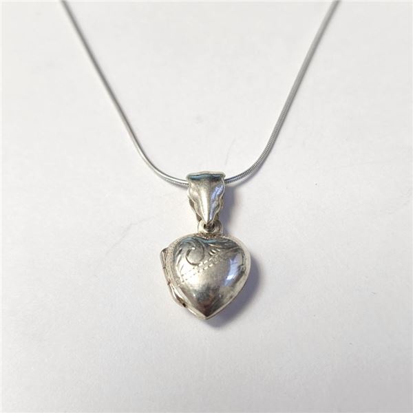 Silver Locket 16" 5G Necklace (~Size )(Ring is resizable for $40) (~length inches), Suggested Retail