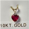 Image 1 : 10K Yellow Gold Ruby(1ct) Diamond(0.03ct) Pendant (~Size )(Ring is resizable for $40) (~length inche