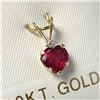 Image 2 : 10K Yellow Gold Ruby(1ct) Diamond(0.03ct) Pendant (~Size )(Ring is resizable for $40) (~length inche