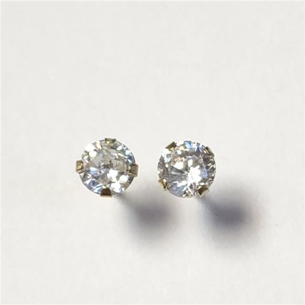 14K Yellow Gold Cubic Zirconia Earrings (~Size )(Ring is resizable for $40) (~length inches), Made i