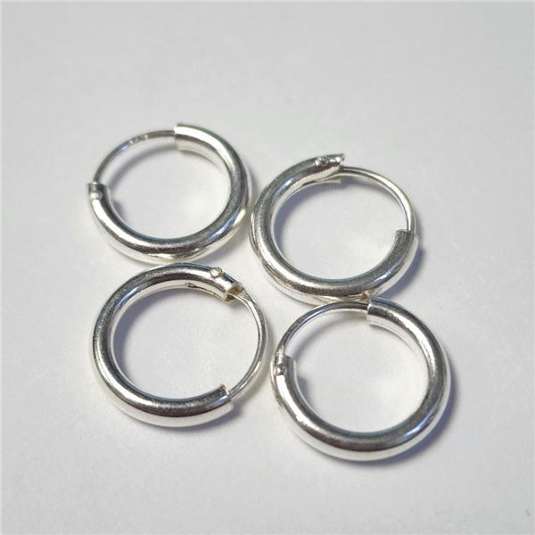 Silver 2 Pairs Of Small Hoop Earrings (~Size )(Ring is resizable for $40) (~length inches), Suggeste