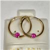 Image 1 : 14K Yellow Gold Ruby Hoop(0.18ct) Earrings, Made in Canada, Suggested Retail Value $300