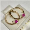 Image 2 : 14K Yellow Gold Ruby Hoop(0.18ct) Earrings, Made in Canada, Suggested Retail Value $300