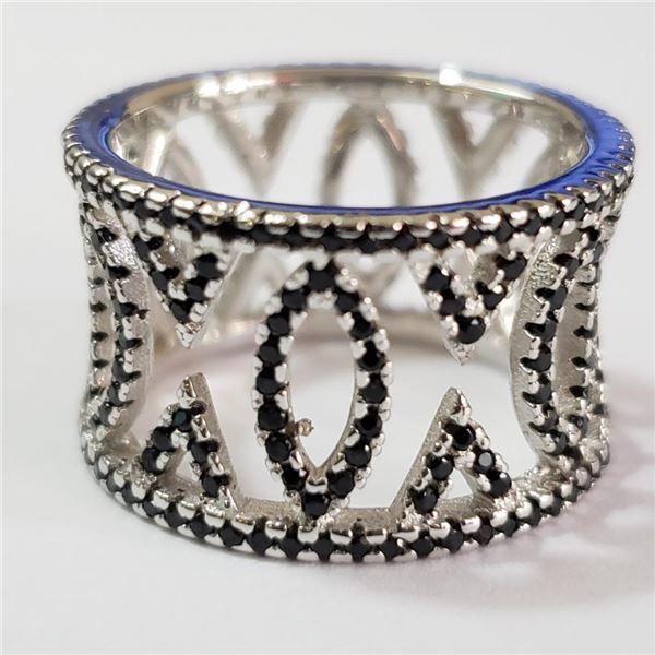 Silver Cubic Zirconia Ring (~Size 6.5)(Ring is resizable for $40) (~length 0 inches) (~weight 5.29g)