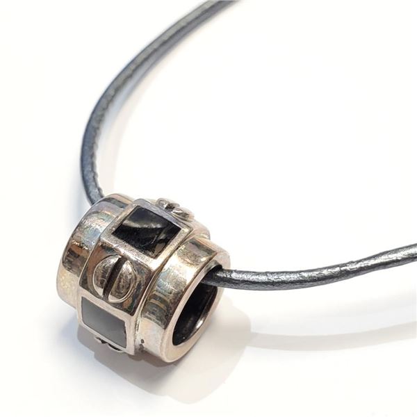 Silver Black Onyx W/ Cord Pendant (~weight 5.4g), Suggested Retail Value $140