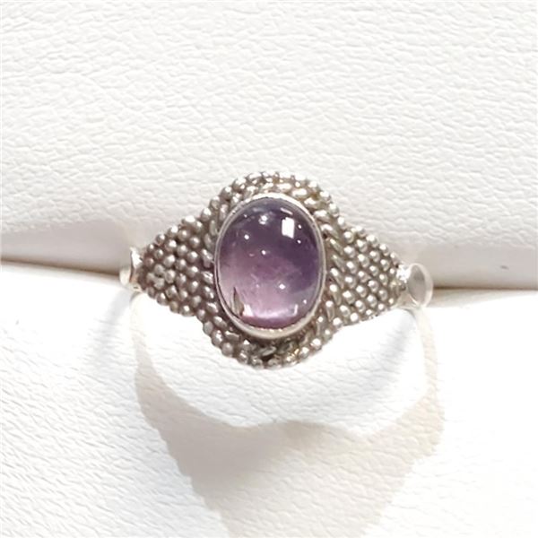 Silver Amethyst Ring (~Size 6.5)(Ring is resizable for $40), Suggested Retail Value $100