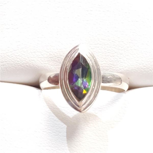 Silver Mystic Topaz Ring (~Size 8.5)(Ring is resizable for $40) (~weight 4.2g), Suggested Retail Val
