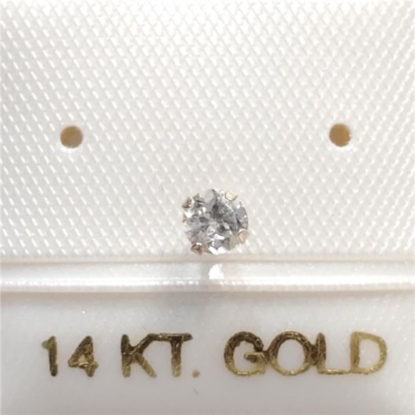 14K Yellow Gold Cubic Zirconia Nose Pin, Made in Canada, Suggested Retail Value $100