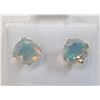 Image 1 : 10K White Gold Opal (Round 6X6Mm)(1ct) Earrings, Made in Canada, Suggested Retail Value $400