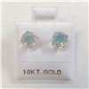 Image 2 : 10K White Gold Opal (Round 6X6Mm)(1ct) Earrings, Made in Canada, Suggested Retail Value $400