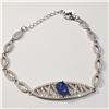 Image 1 : Silver Sapphire(1.6ct) Bracelet (~Size 0) (~length 8 inches) (~weight 8.29g), Suggested Retail Value