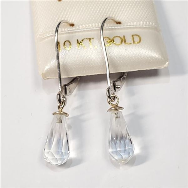 10K White Gold White Topaz Earrings (~Size 0) (~length 0 inches), Suggested Retail Value $160