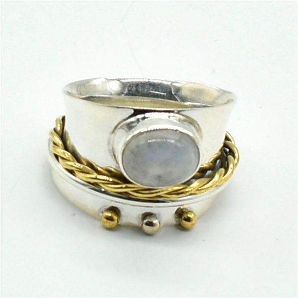 Silver Moonstone(2.7ct) Hand Made Mens Ring Ring (~Size 0) (~length 0 inches) (~weight 7.35g), Sugge