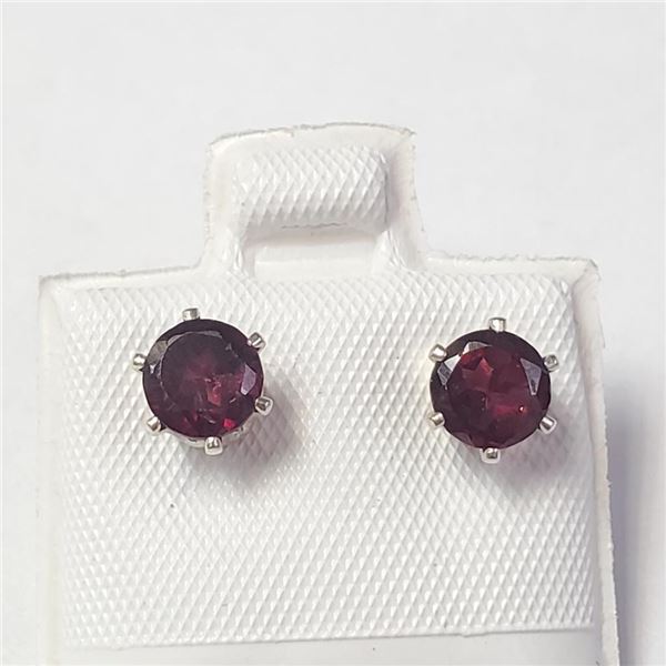 Silver Garnet(1.5ct) Earrings, Made in Canada, Suggested Retail Value $120